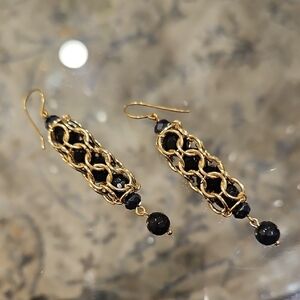 Elegant Gold and Black Chain Earrings